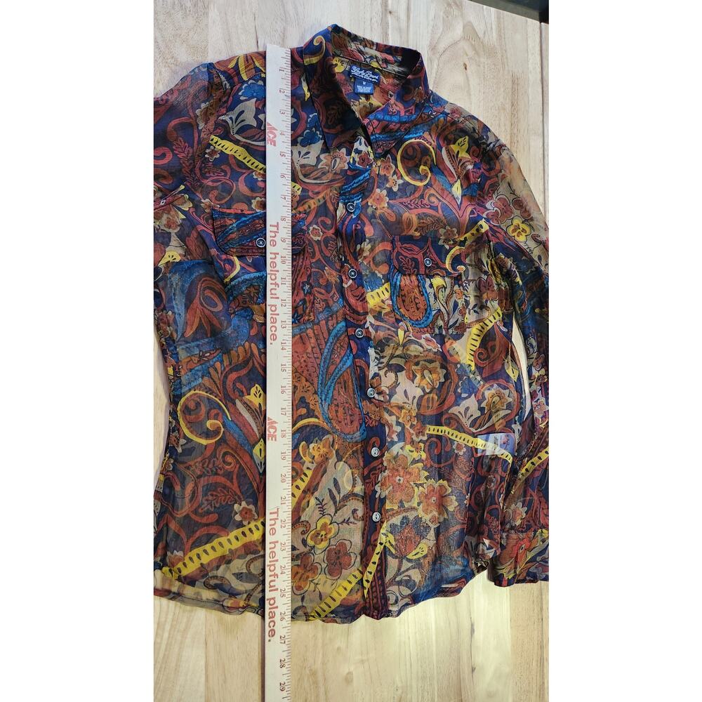 Lucky Brand Sheer Long Sleeve Blouse Shirt Women Size Medium - Picture 8 of 10